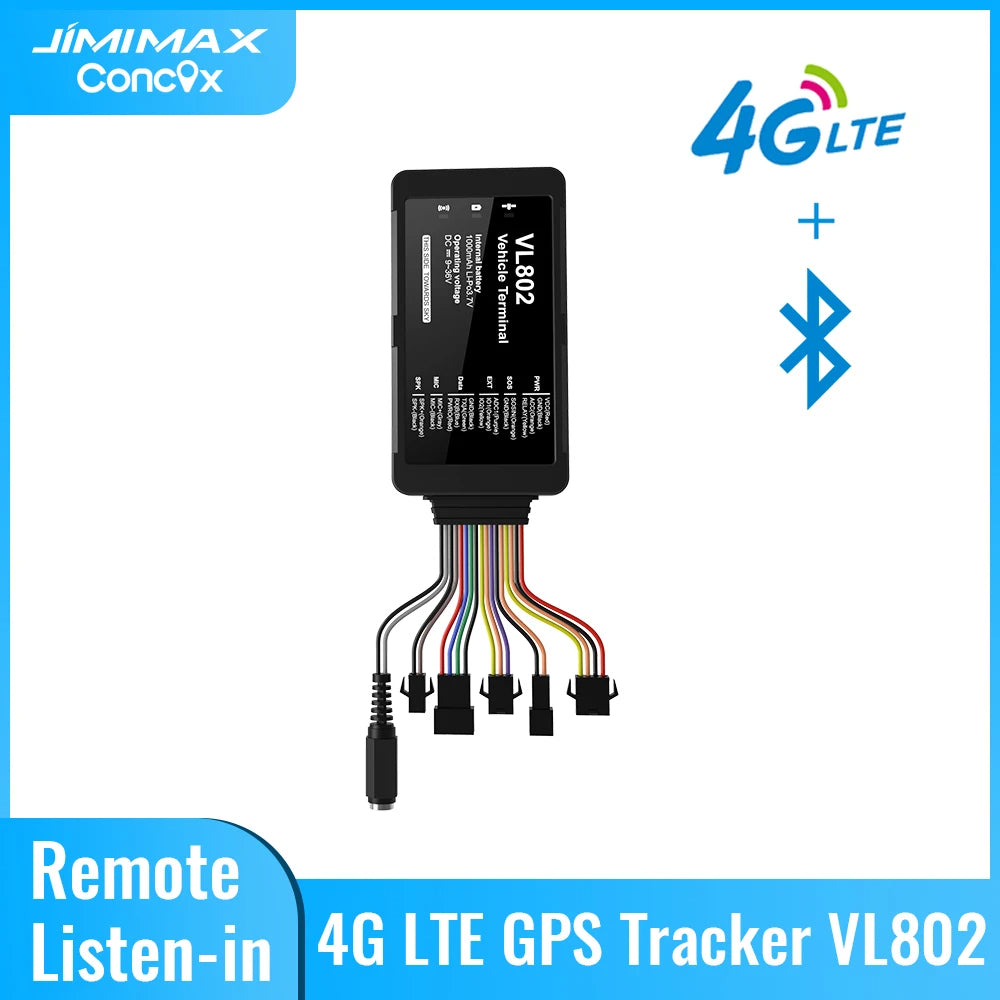 JimiIoT VL802 Vehicle Tracker 4G GPS Locator Bluetooth LTE Vehicle GPS Locator Real-Time Tracking