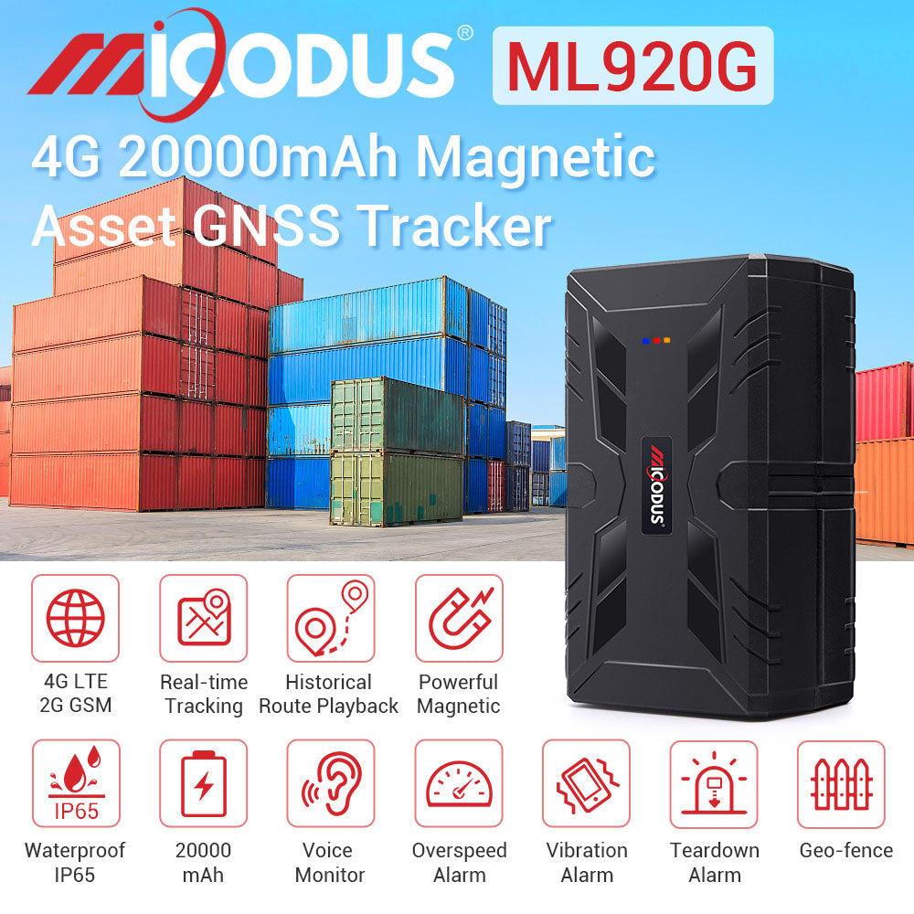 MiCODUS Car GPS Tracker 4G ML920G 20000mAh Superstrong Magnetic Device Voice Monitor Vibrate Move Alert