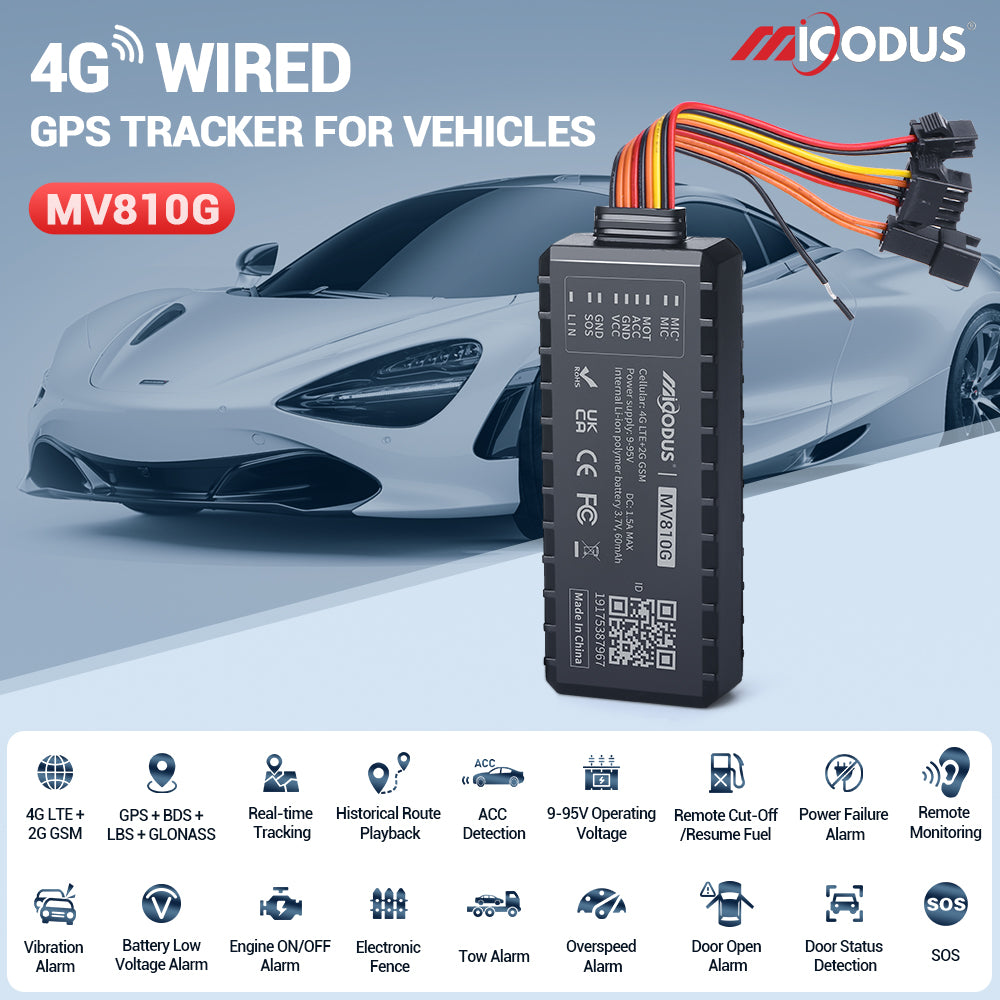 MiCODUS MV810G 4G GPS Tracker 9-95V Door Open Alert Cut Off Fuel Mini GPS Vibrate ACC SOS MiC Alarm